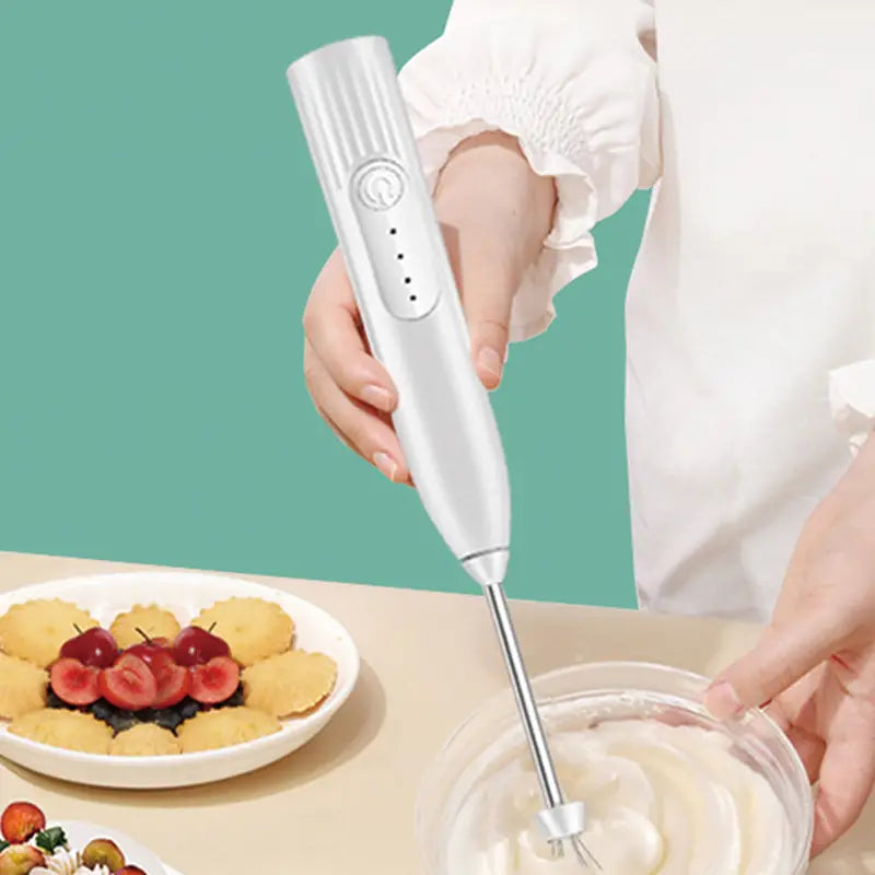 Rechargeable Electric Handheld Milk Frother with 2 Whisks