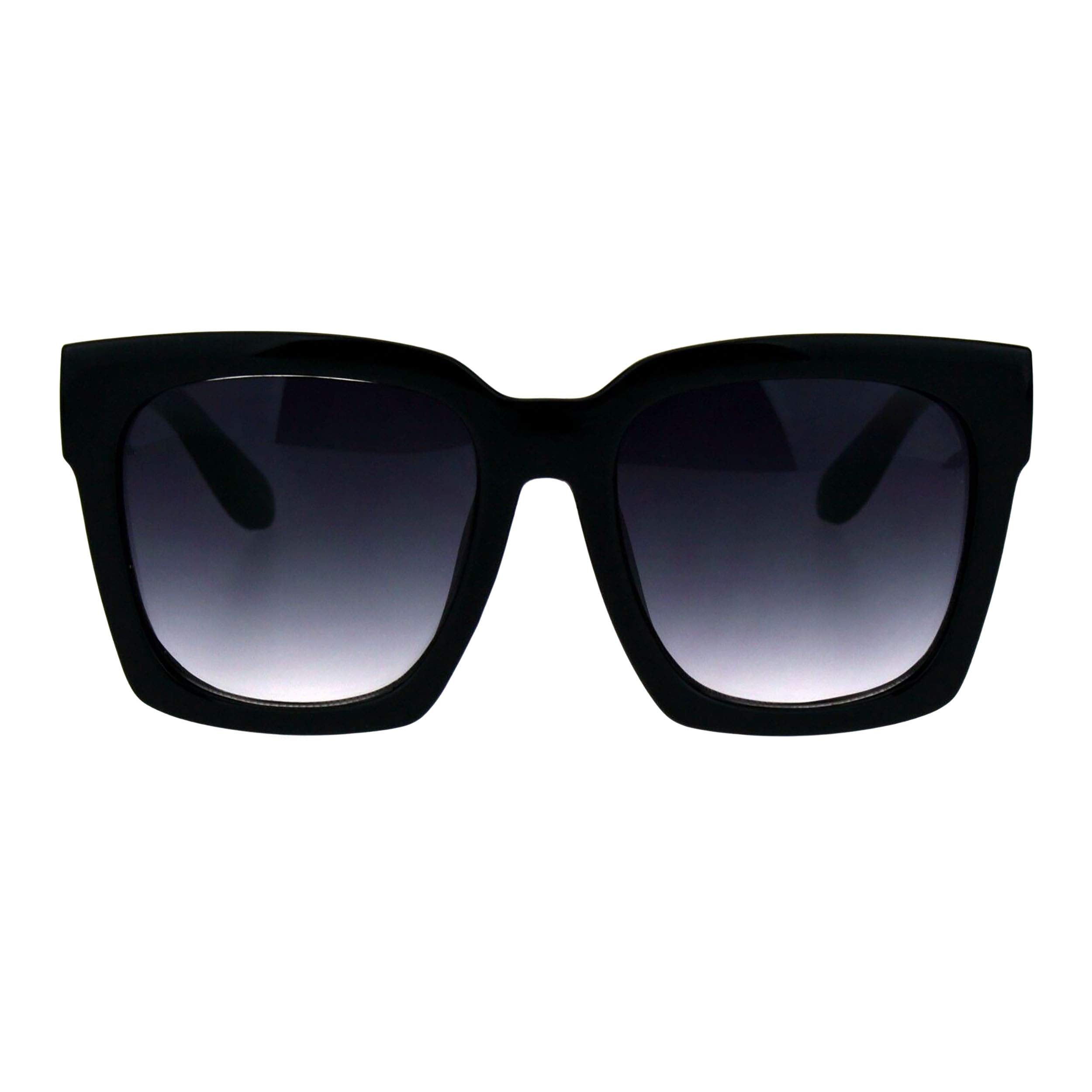 JuicyOrange SUPER Oversized Square Sunglasses Womens Modern Hipster Fashion Shades (shiny black (gradient lens) 55.5)