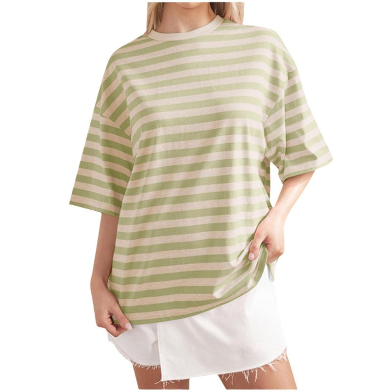 2024 Women's Summer Casual Striped Print T-Shirt