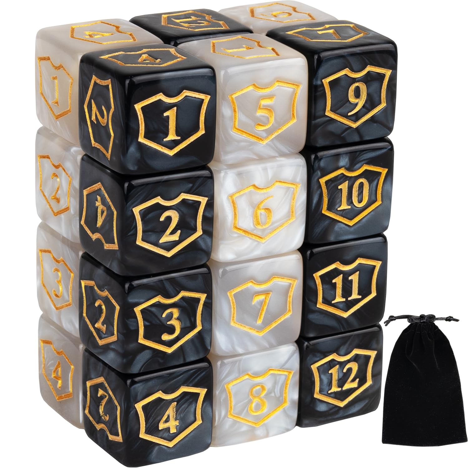 24 Pieces MTG Dice Counters Shield Buff Tokens Dice Life Counter Dice Magic Dice Set Compatible with Magic The Gathering TCG Card Games Accessories