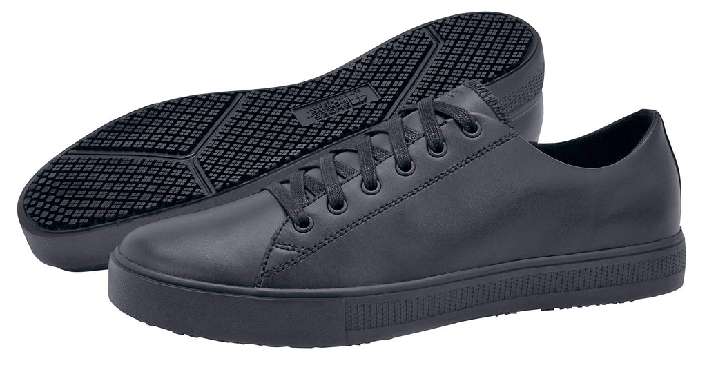 Shoes for Crews Old School Low-Rider Mens Womens Unisex Leather Work Shoes Slip Resistant Water Resistant Black Mens 7.5 / Womens 9 Wide