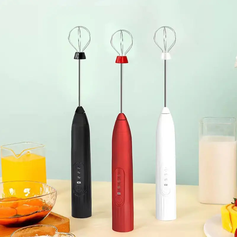 Rechargeable Electric Handheld Milk Frother with 2 Whisks