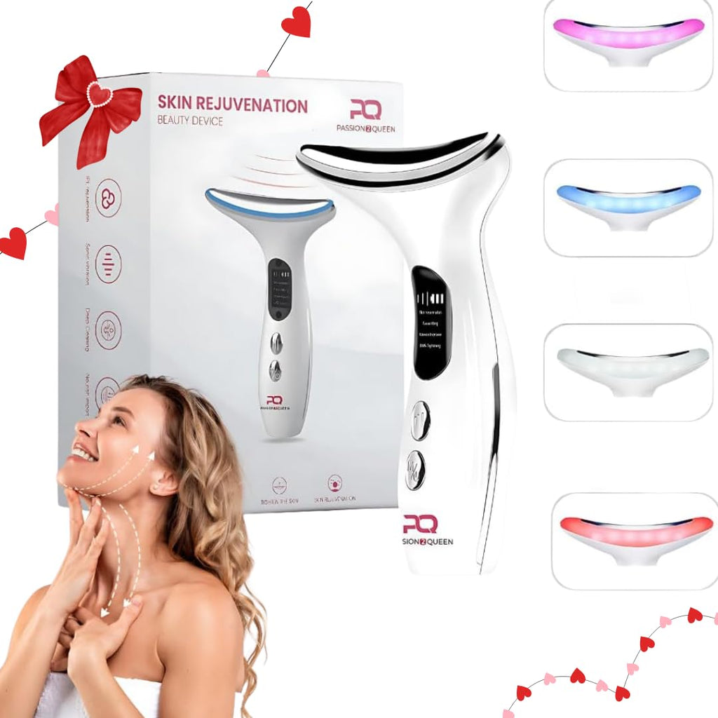 Passion 2 Queen Neck and Face Beauty Device | Vibration Face Massager | 3-in-1 Facial Sculpting Tool for Thermals and Skin Care Medium White