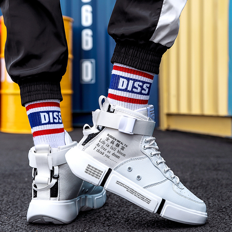Men's High-Top Sneakers - Sporty Casual Thick Sole