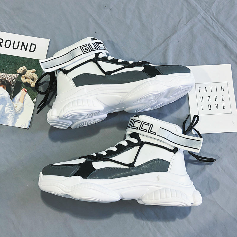 Men's High-Top Casual Sneakers - Trendy Korean Style