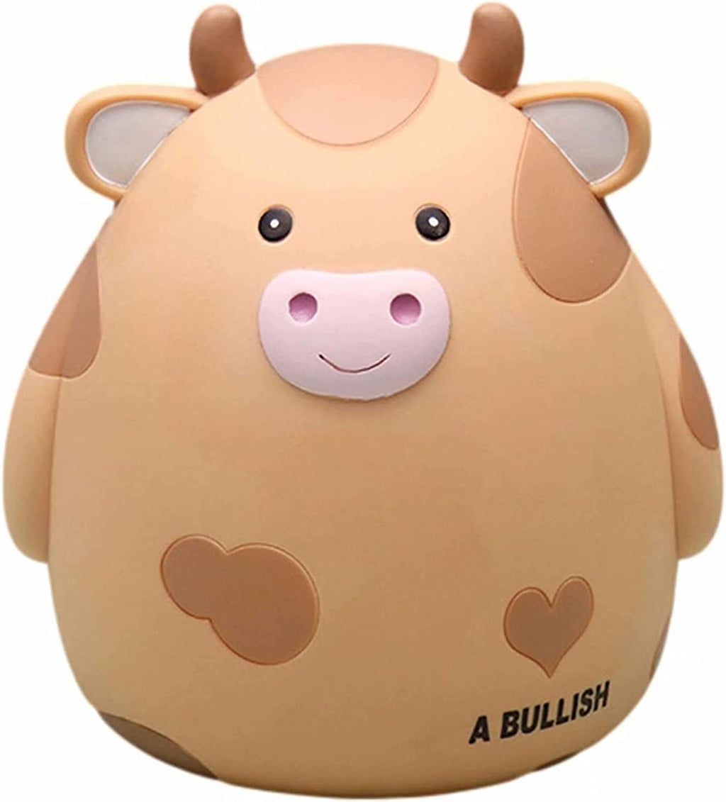 H&W Cow Piggy Bank Unbreakable Coin Box for Kids Cute Animal Money Bank Birthday for Boys GirlsCoin Saving Boxes (Yellow)