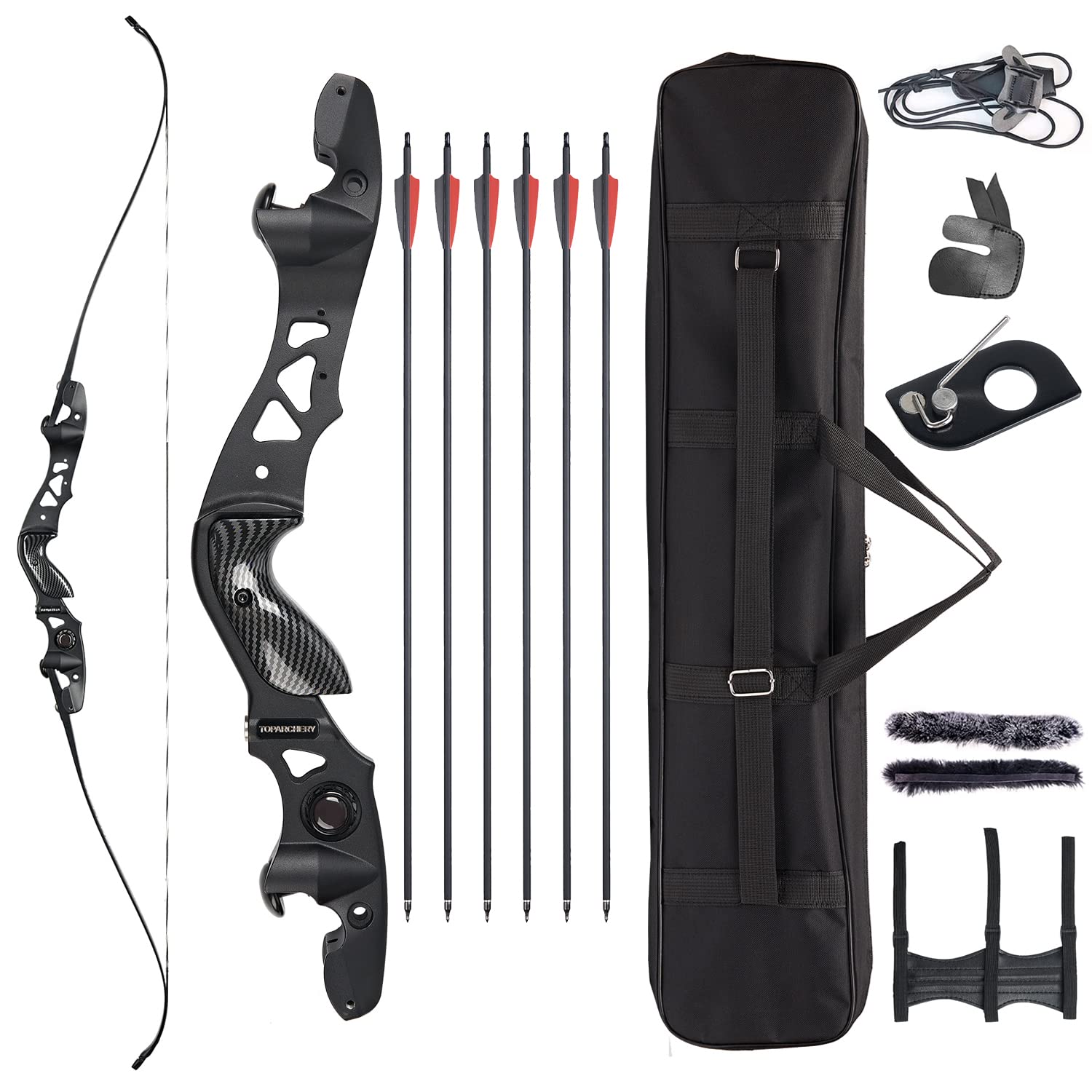 TOPARCHERY ILF Takedown Recurve Bow for Adult & Youth BeginnerBow and Arrow Archery Set 62" Recurve Hunting Bow for Outdoor Training Practice Right Hand (25lb)