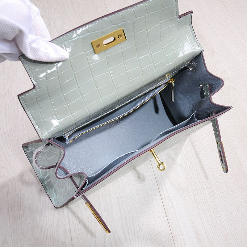 Genuine Leather Crocodile Pattern Shoulder Bag