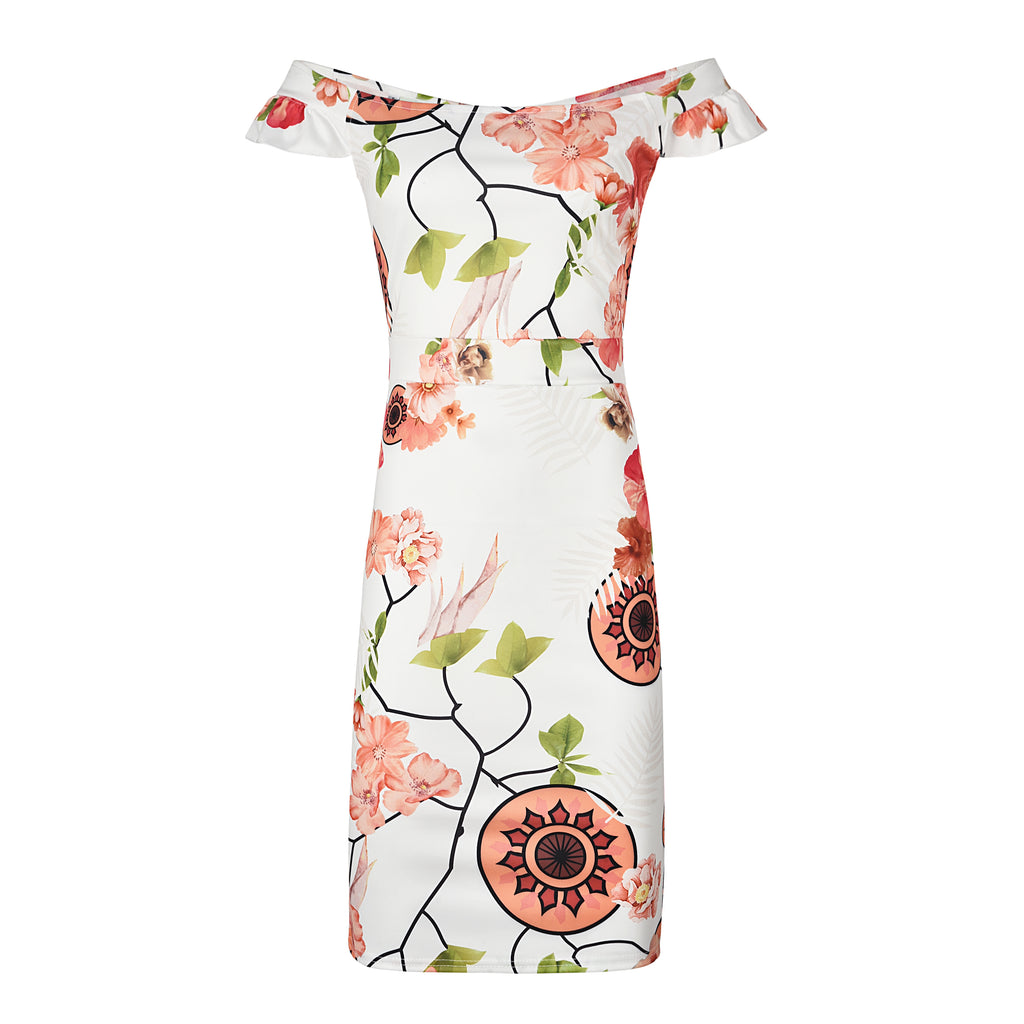 LIVA Women's Floral Off-Shoulder Bodycon Dress