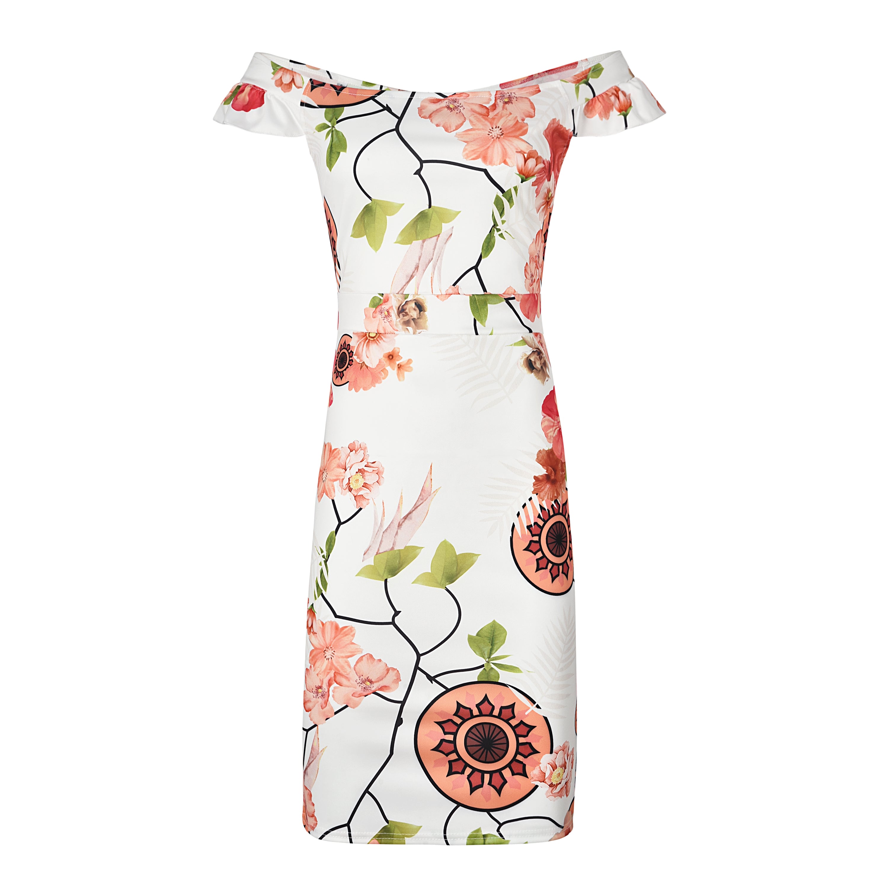 LIVA Women's Floral Off-Shoulder Bodycon Dress