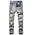 Men's Casual Slim Fit Ripped Cotton Denim Jeans
