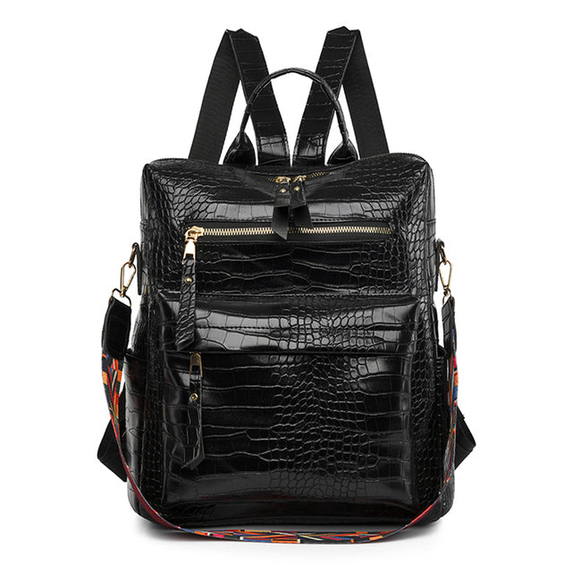 Crocodile Pattern Women's Large Capacity Travel Backpack