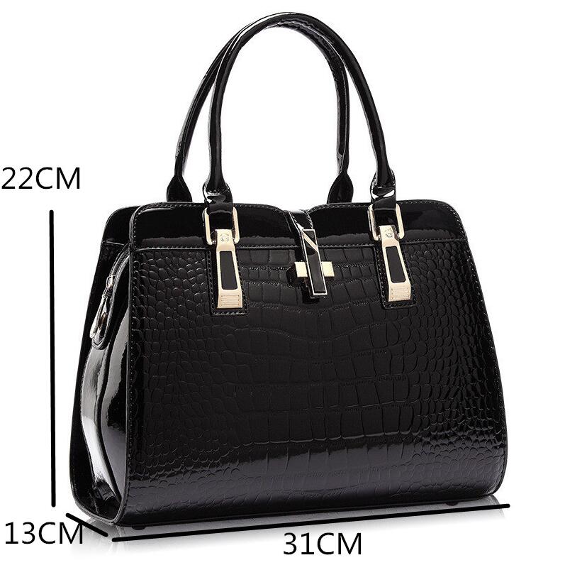 Crocodile Pattern Patent Leather Handbag
