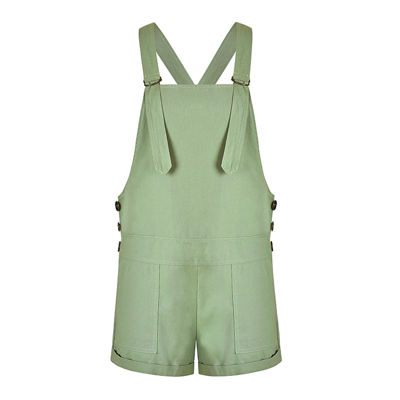 LIVA 2018 Women's Vintage Solid Color Jumpsuit Shorts