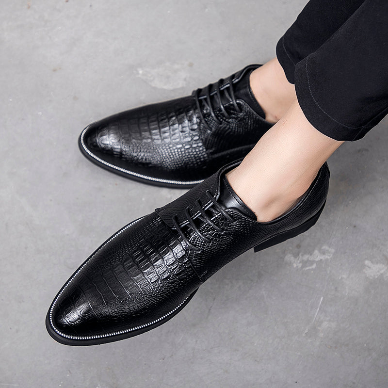 Men's Black Crocodile Pattern Dress Shoes (Business Style)