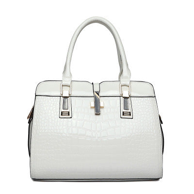 Crocodile Pattern Patent Leather Handbag