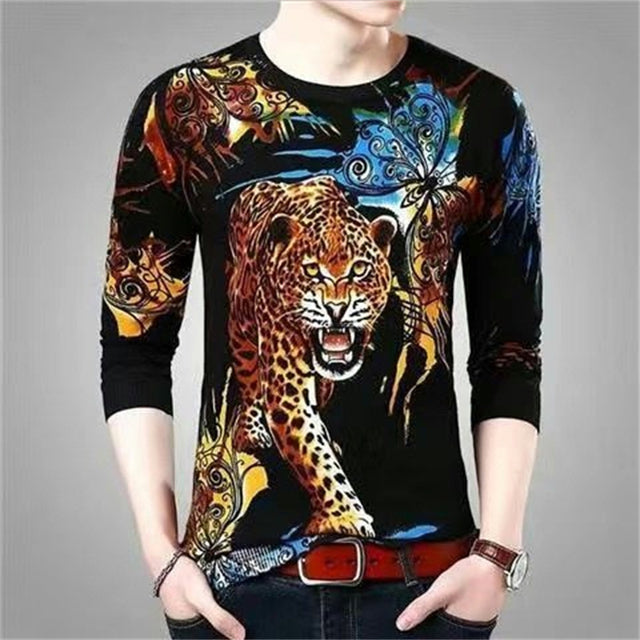 Men's 3D Printed Dragon Tiger Long Sleeve T-Shirt