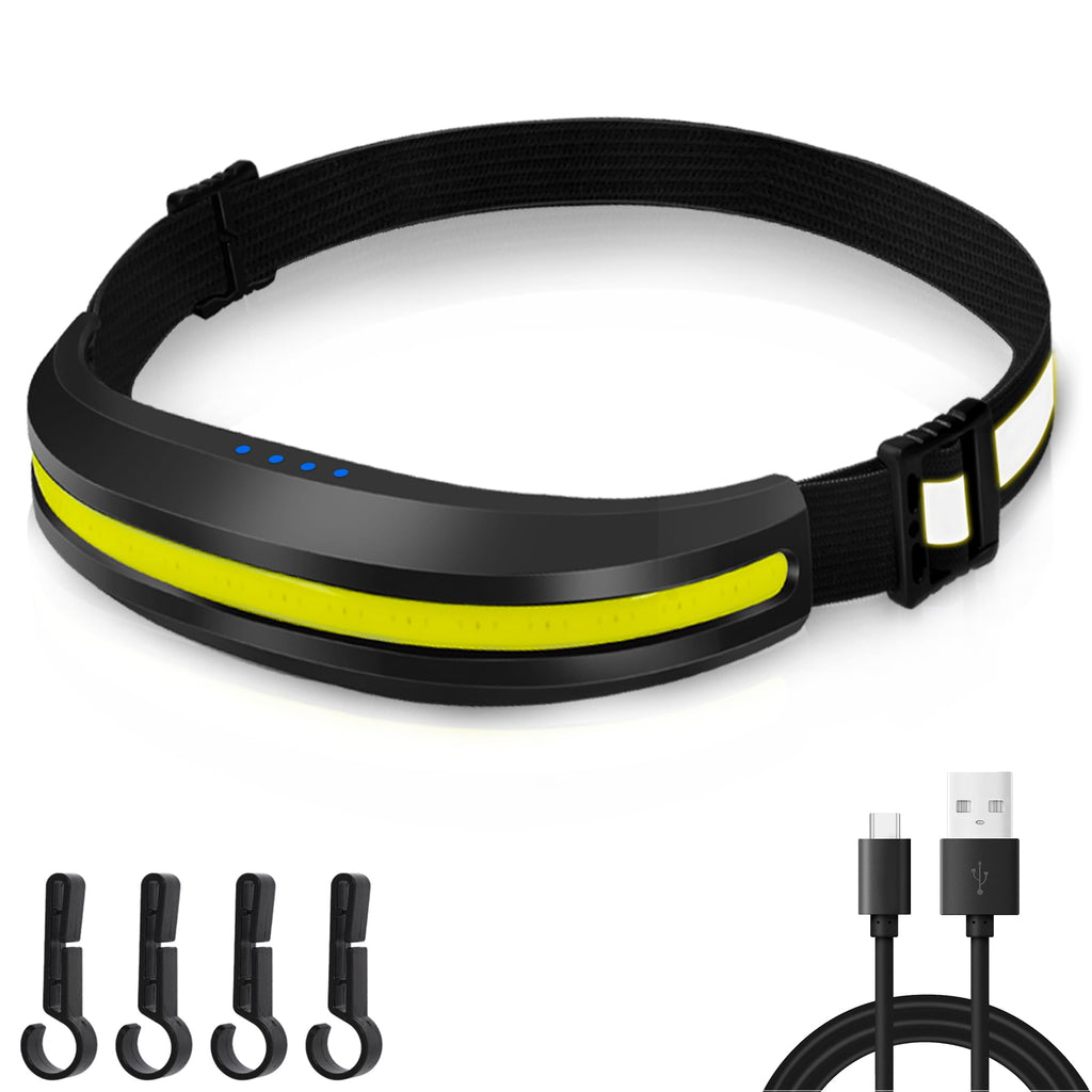 PZZOE Headlamp Rechargeable Head Light LED Headlight High Lumen USB -C Head Lamps COB Floodlight with Red Light for Hard Hat - Construction Work Car Maintenance - 230° Wide Beam