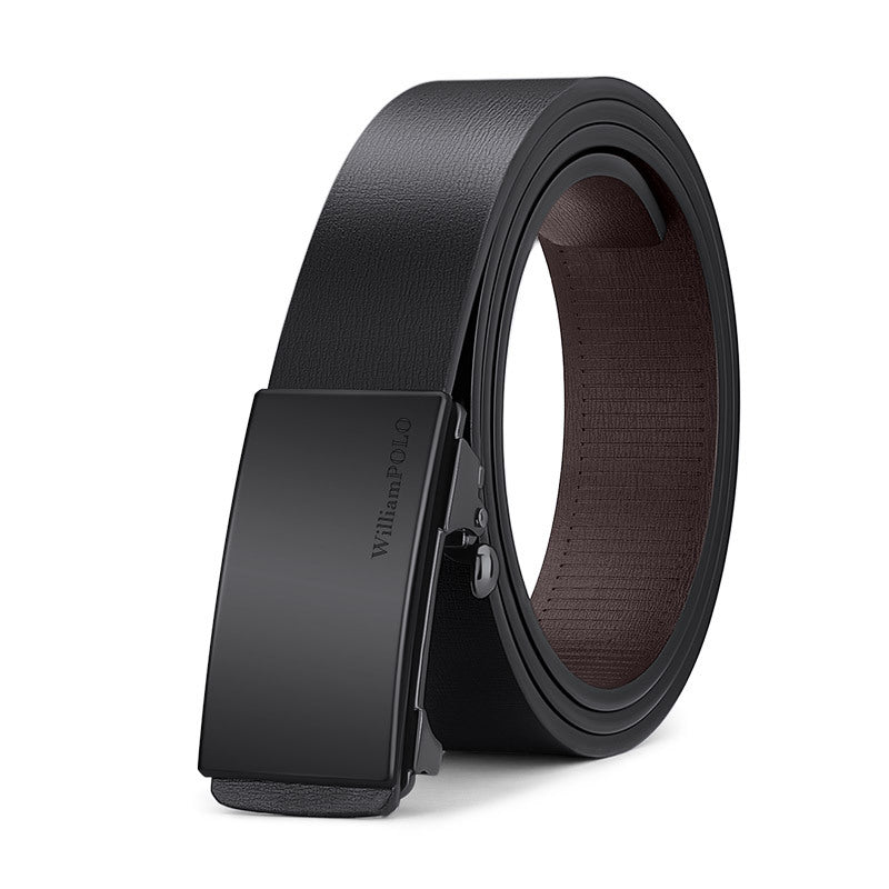 Genuine Leather Men's Belt with Automatic Buckle