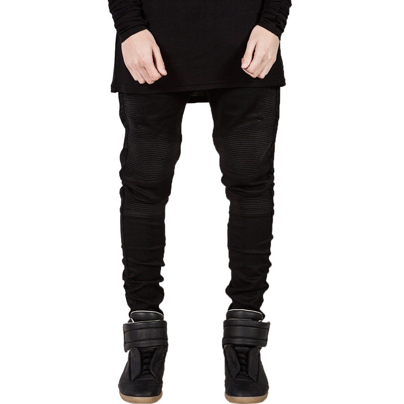 New Men's Slim Fit Ripped Denim Jeans (Motorcycle Style)