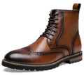Jousen Boots for Men Retro Fashion Casual Dress Boots Polished Leather Mens Classic Oxford Boots(AMY8158A Brown 10.5)