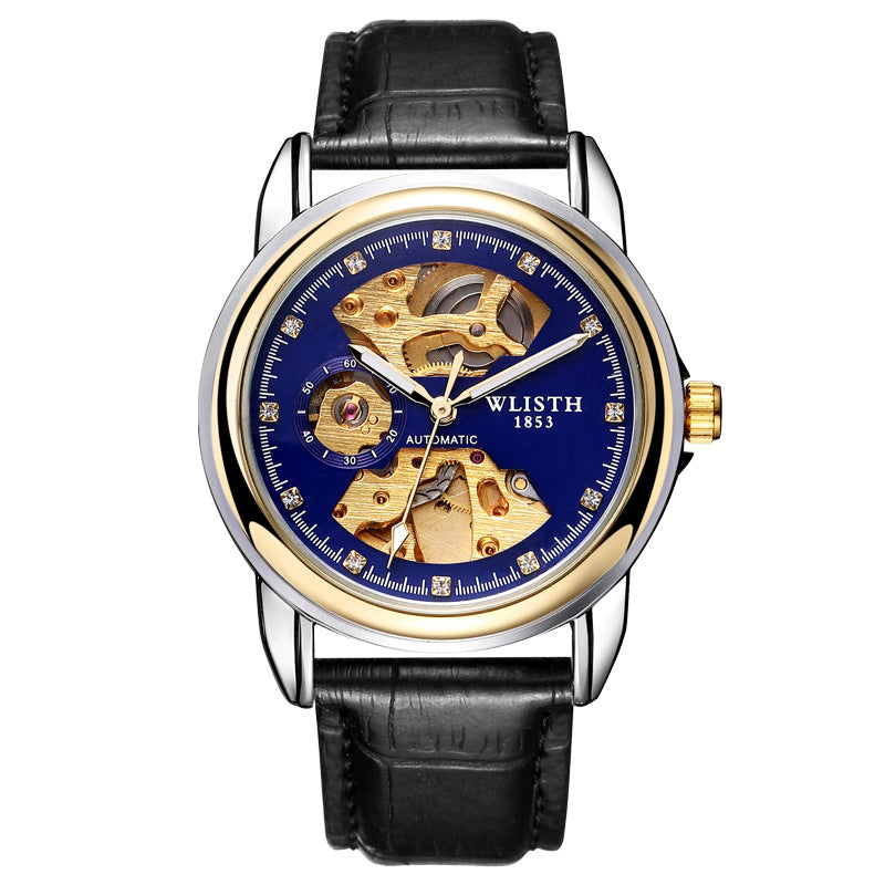 Mechanical Watch with Transparent Hollow Design