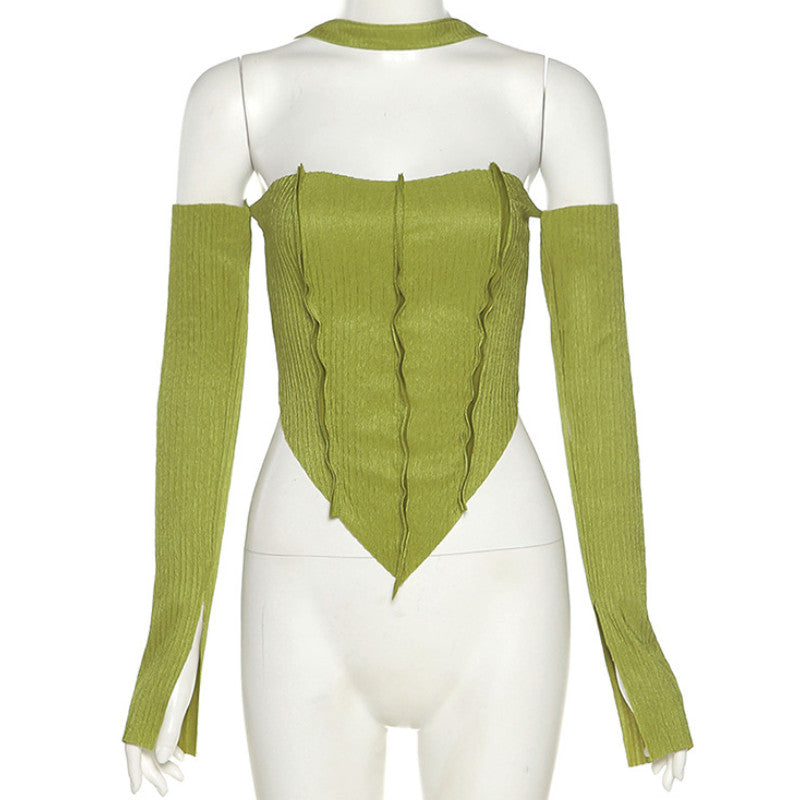 Off-Shoulder Long-Sleeve Women's Sexy Top with Straps