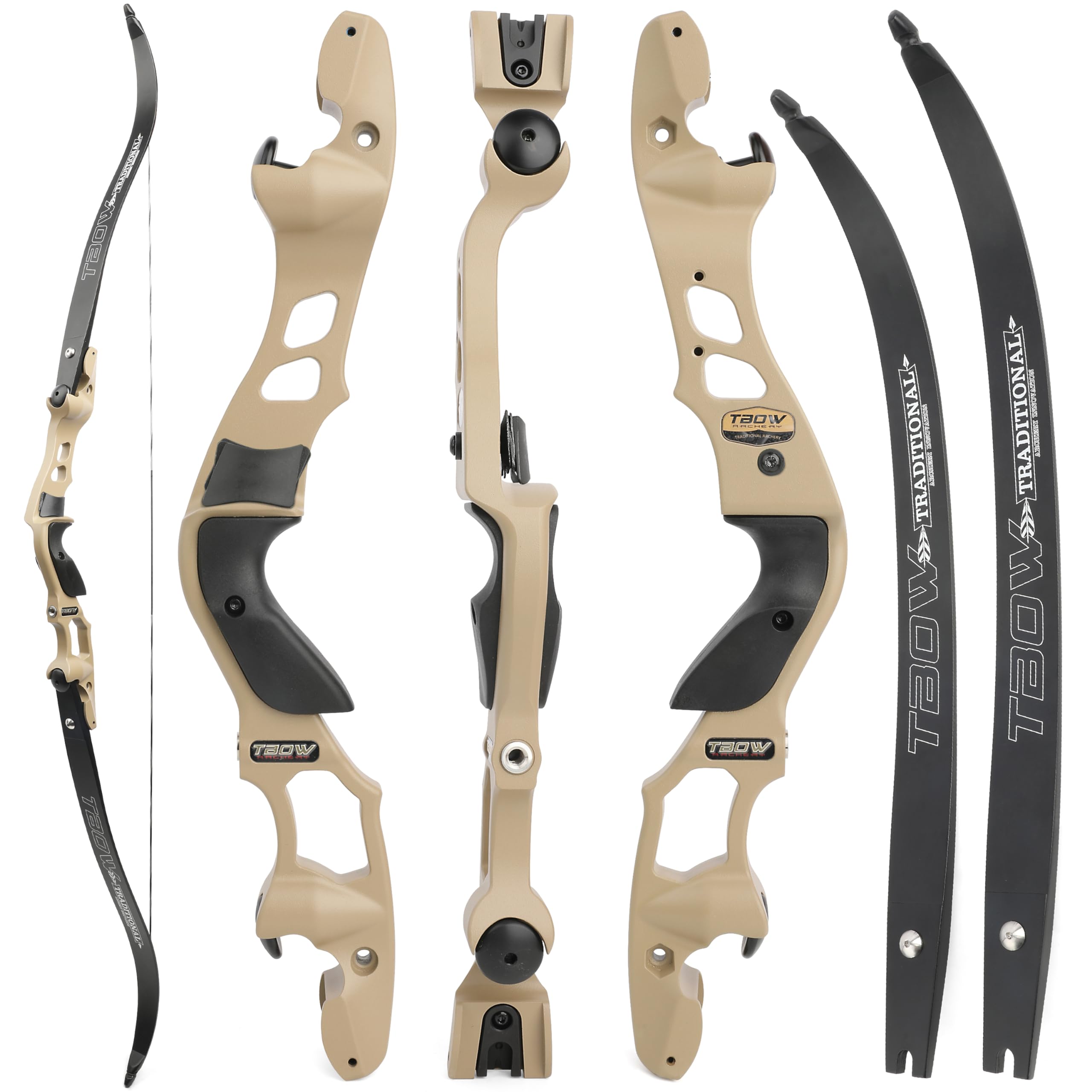 62" ILF Recurve Bow for Adult Youth Hunting Takedown Recurve Bow 30-60Lbs Right Hand Recurve Bow Gordon Bow Limbs CNC Machining (Desert Gray 50 Lbs)