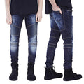 New Men's Slim Fit Ripped Denim Jeans (Motorcycle Style)