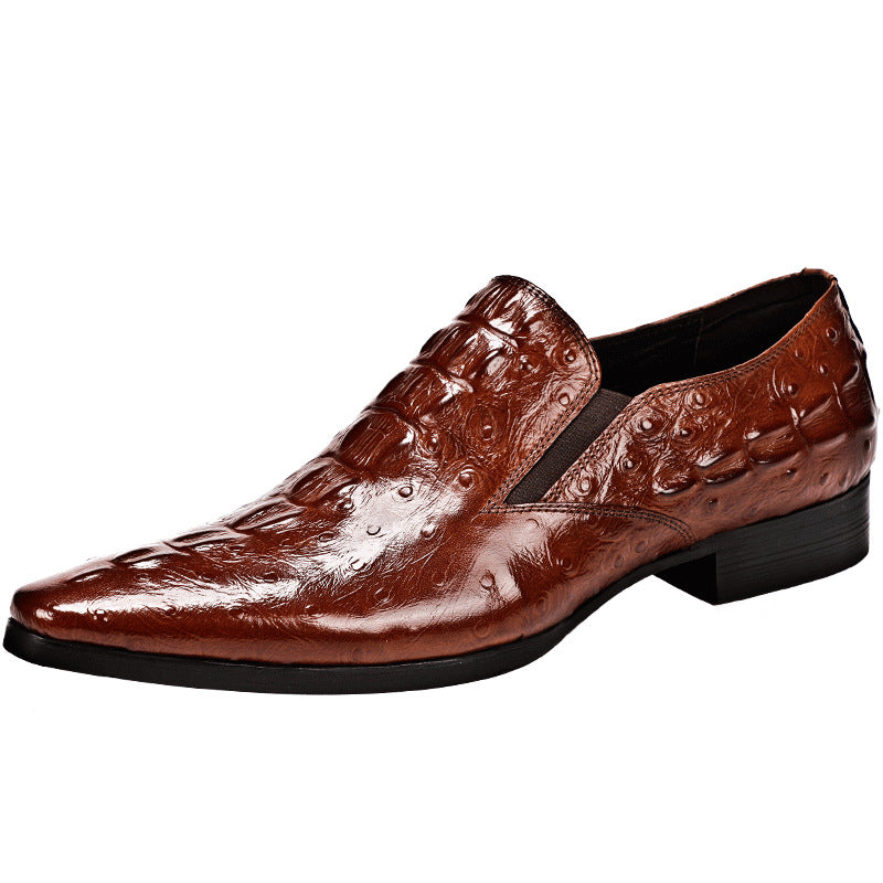 Crocodile Pattern Men's Dress Shoes - Casual Business Style