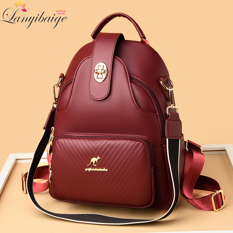 High-Quality Leather Women’s Casual Backpack for Travel