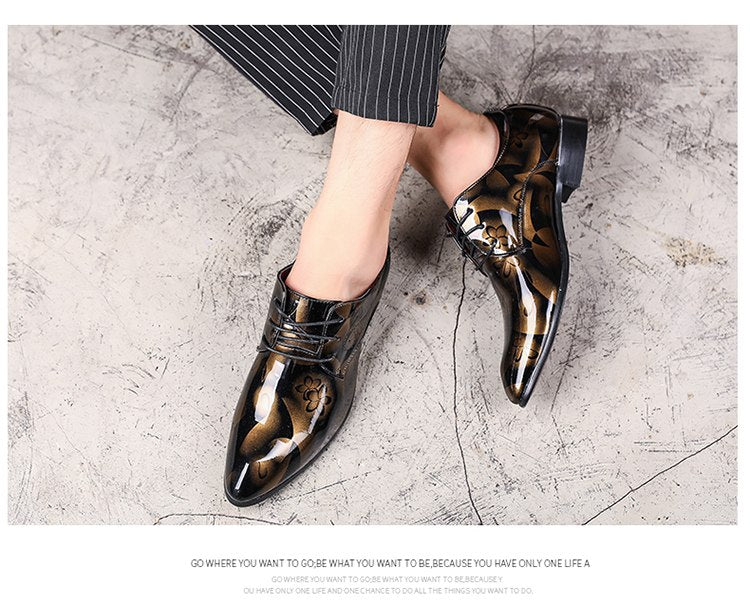 Trendy Men's Pointed Leather Shoes for Barbers