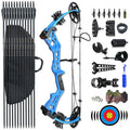PANDARUS Compound Bow Set 15-45lbs for Pull Beginner and Teens Right Handed Adjustable 18"-29" Draw Length 320 FPS Speed Hunting Bow Archery Set New 2024 (Blue Right Handed Bag Pro)