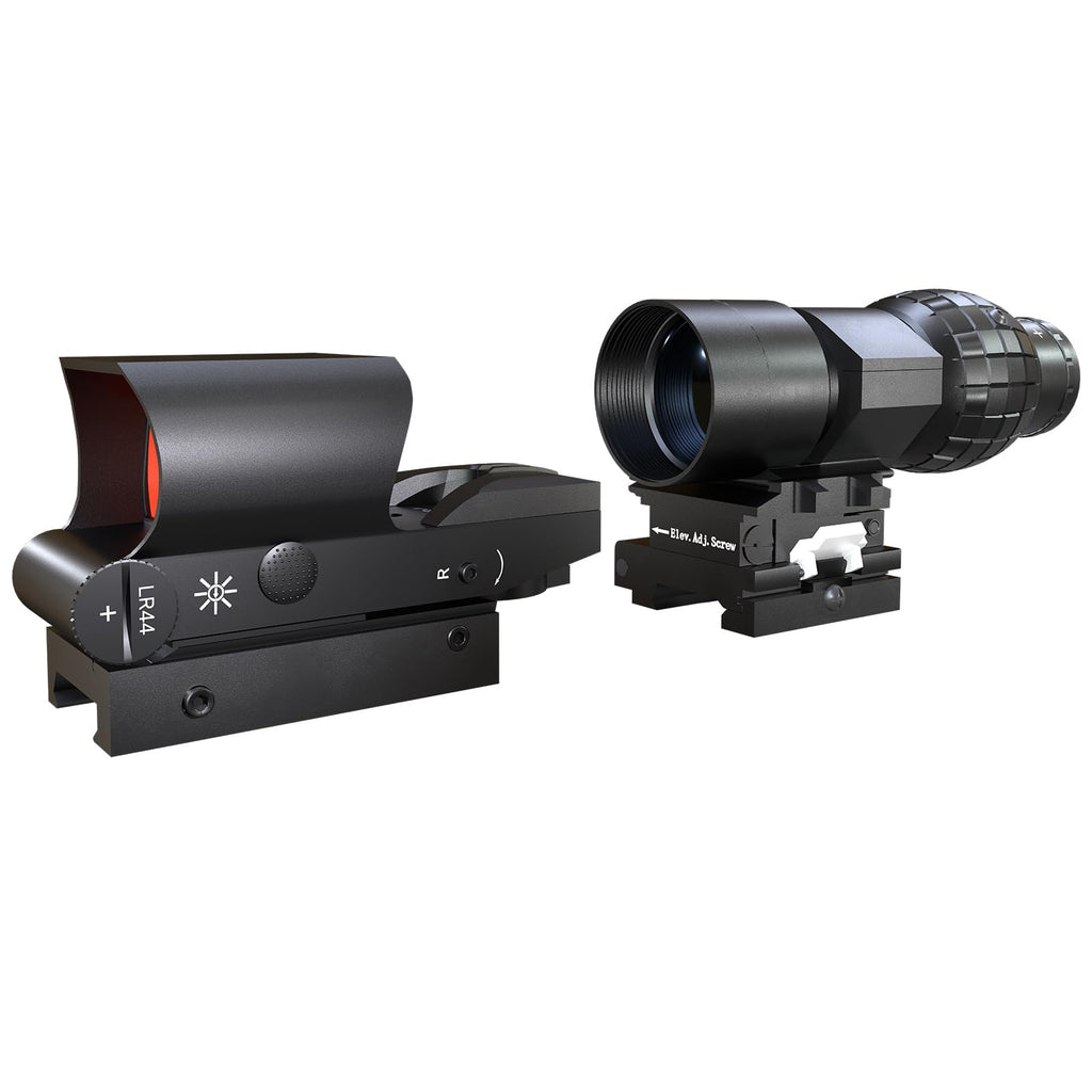 HD119A Red Dot Reflex Sight with G33 3X Magnifier Combo Kit Synchronised Aiming Red Dot Sight Multiple Reticle System and Magnifier with Built-in Flip-up Combo Kit