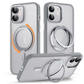 for iPhone 11 Phone Case with 360° Rotatable Magnetic Ring Stand [Compatible with Mag-Safe] [Military-Grade Protection] Translucent Back iPhone 11 Case 6.1" for Women Men, Grey
