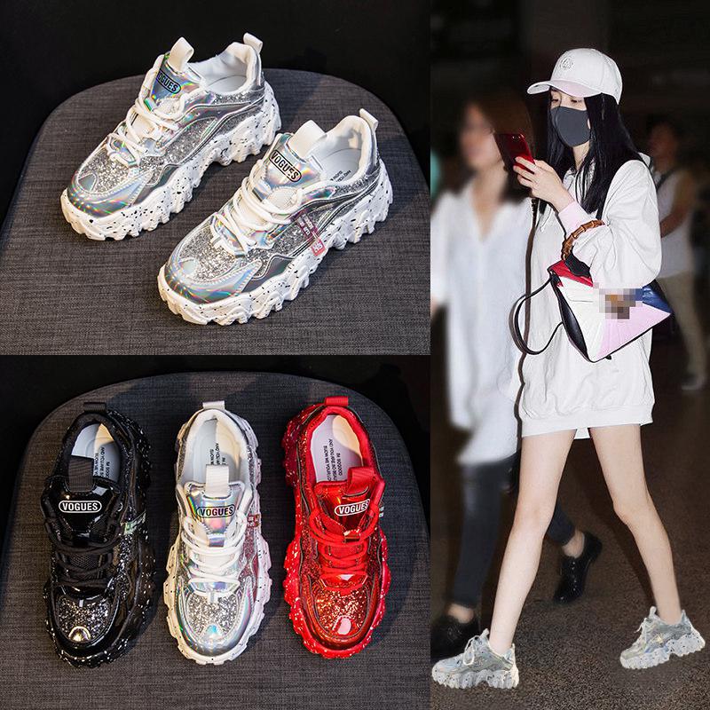 Women's Patent Leather Platform Dad Sneakers (New Style)