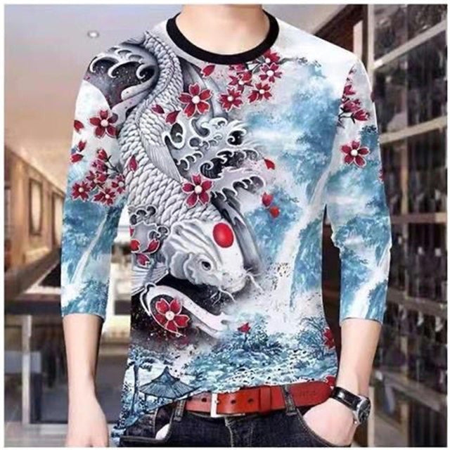 Men's 3D Printed Dragon Tiger Long Sleeve T-Shirt