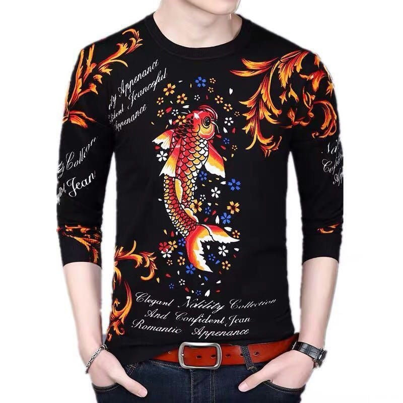 Men's 3D Printed Dragon Tiger Long Sleeve T-Shirt
