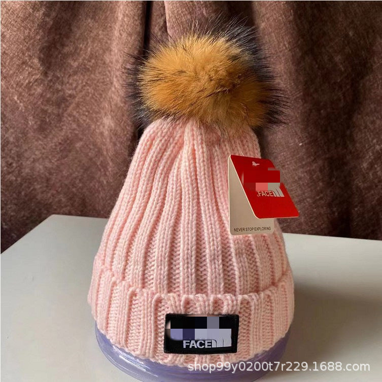 2023 New European Knit Beanie with Real Fur Pom-Pom