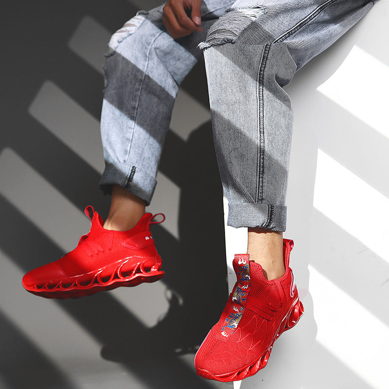 Versatile Fire Dragon Sole Sneakers - Casual White Shoes