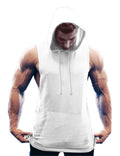 COOFANDY Mens Workout Hooded Tank Tops Bodybuilding Muscle Cut Off T Shirt Sleeveless Gym Hoodies White