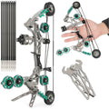 ZSHJGJR 6"/7.4"/7.9"/8.6"/8.8"/9.5" Mini Archery Bow Set Mini Compound Bow Mini Hunting Bow Metal Material Catapult RH/LH for Hunting Shooting Practice Archery Entertainment Fun (11” Bow-Green)