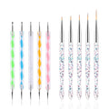 FULINJOY Nail Dotting Tools 10 Pcs Kit 5 Pcs Double-end Nail Dotting tools and 5 Pcs Nail Art Liner Brushes Nail Art Design Tools