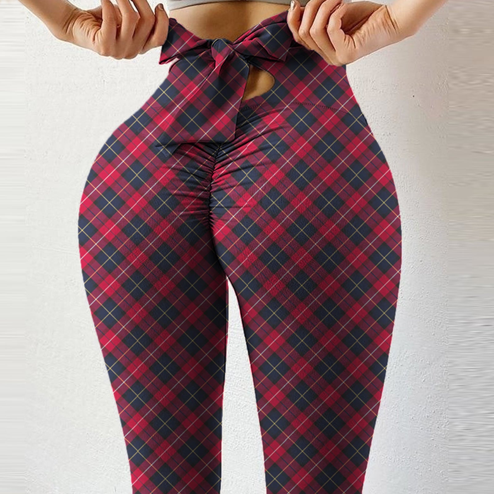 High Waist Stretch Bow Yoga Shorts - Tight-fitting Style