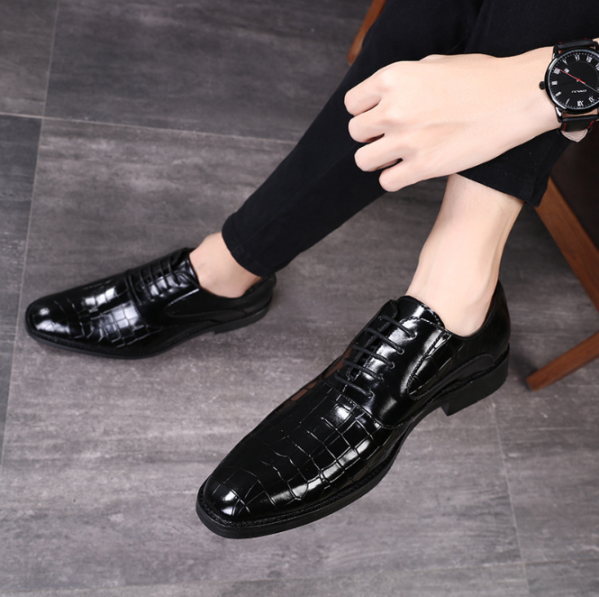 Men's Business Leather Shoes with Crocodile Pattern