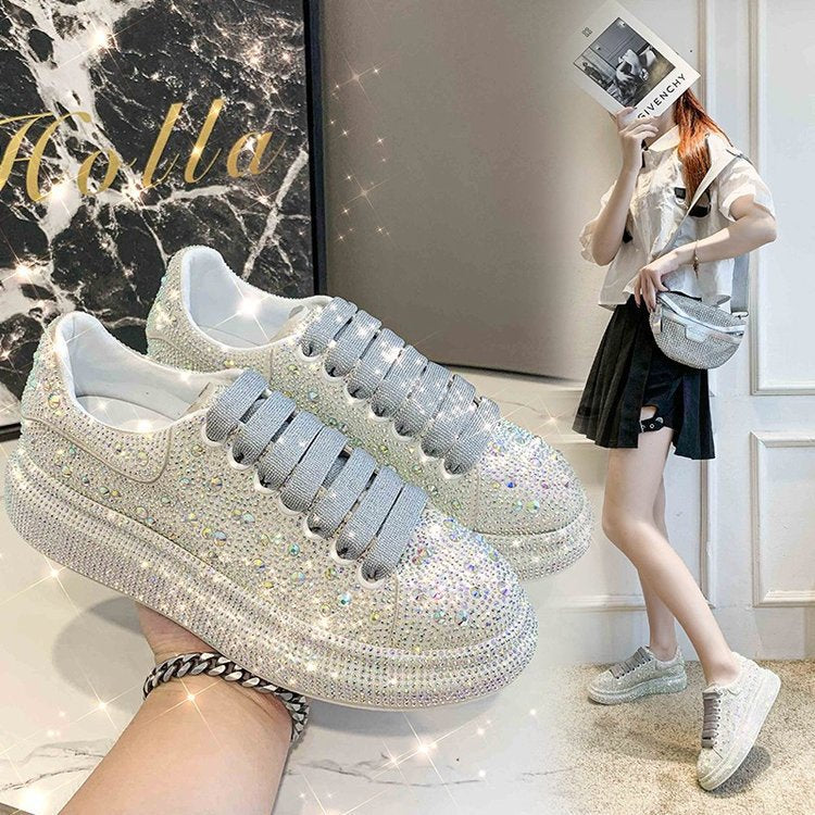 2021 New Rhinestone Chunky Sole Dad Sneakers for Women
