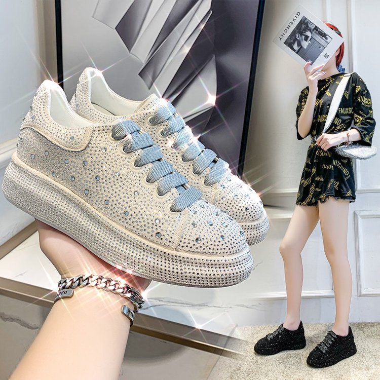 2021 New Rhinestone Chunky Sole Dad Sneakers for Women