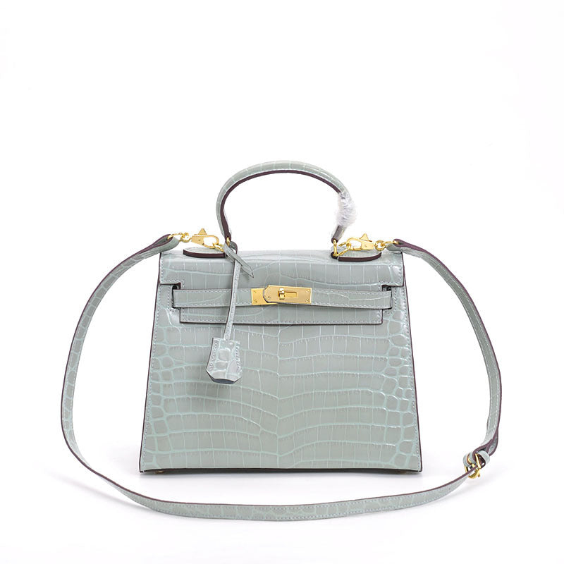 Genuine Leather Crocodile Pattern Shoulder Bag