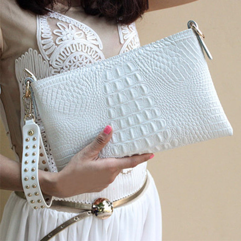Crocodile Pattern Women's Leather Clutch Bag