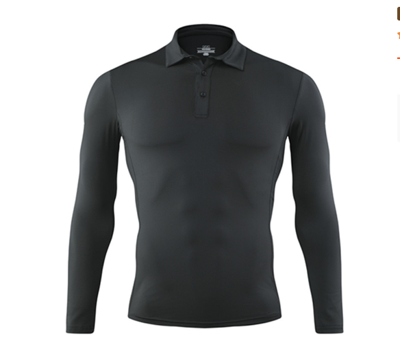 Men's Athletic Long Sleeve Polo Shirt - Quick Dry Fitness